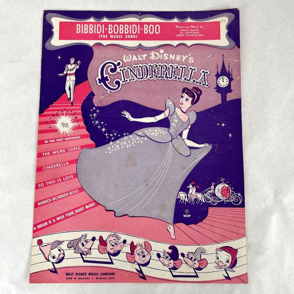 Vintage Walt Disney Sheet Music‎ Cinderella Bibbidi-Bobbidi-Boo The Magic Song